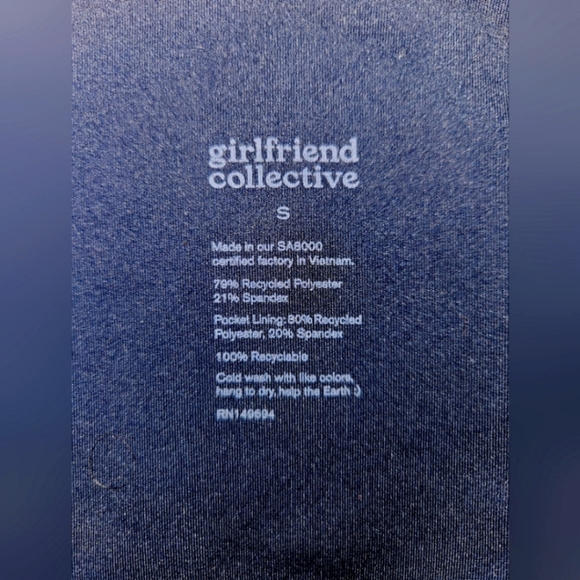 Girlfriend Collective High Rise Pocket Bike Short in Midnight Sz S - Picture 9 of 10